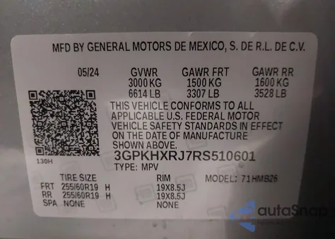 2024 Honda Prologue Touring из США, поврежденный, VIN 3GPKHXRJ7RS510601